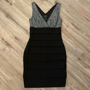 Black And Silver Metallic Bodycon Dress